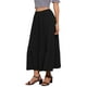 thumbnail image 4 of Falda A-Line de Verano INSPIRE CHIC para Mujer, Cintura Alta Elástica, Sólida, Fluida, Casual, Midi, S Negro, 4 of 6