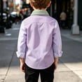 thumbnail image 4 of XYAIYT Striped Print Shirt for Toddler Boys Lightweight Comfy Loose Kids Long Sleeve Button Down Shirts with Pocket, 4 of 6