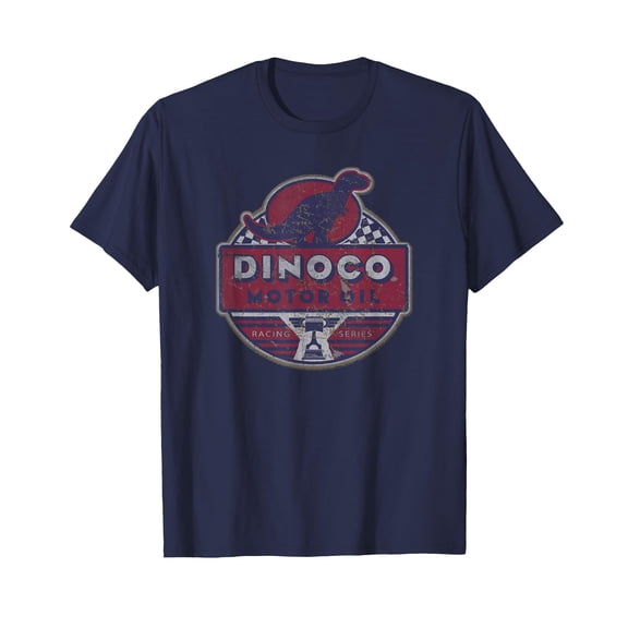 Vintage Dinosaur Graphic Dinoco Motor Oil T-Shirt for Retro Style Enthusiasts