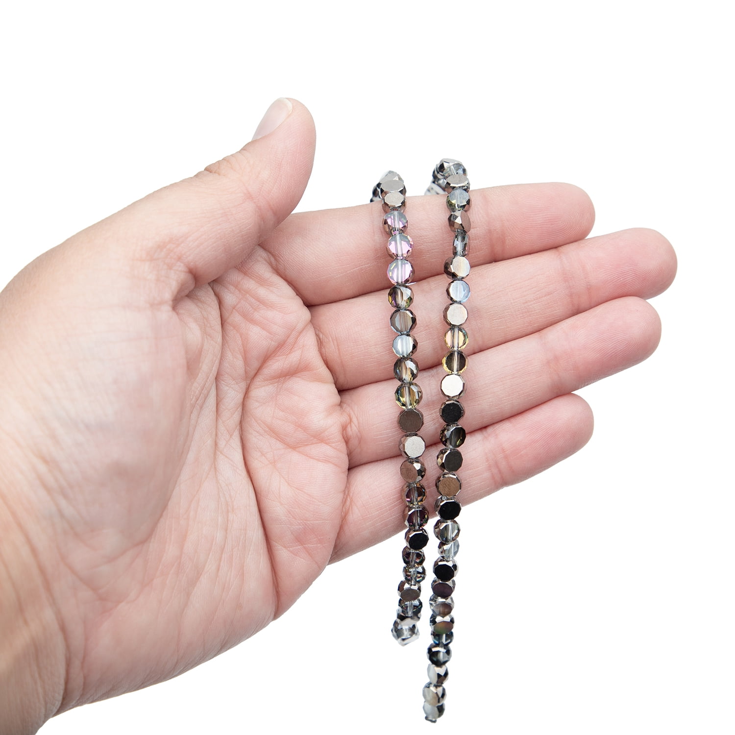 (2 pack) Cousin DIY 15 in 2-Strand Black AB Coin Beads, 5 mm, 70 Piece, Model 69995816