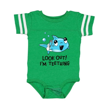 

Inktastic Look Out! I m Teething- Cute Shark Gift Baby Boy or Baby Girl Bodysuit