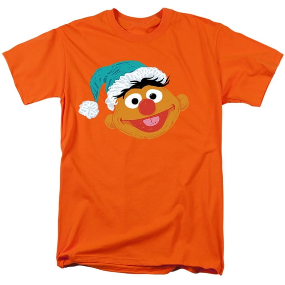 Sesame Street Scribble Christmas Ernie Unisex Adult T Shirt, Orange, Small