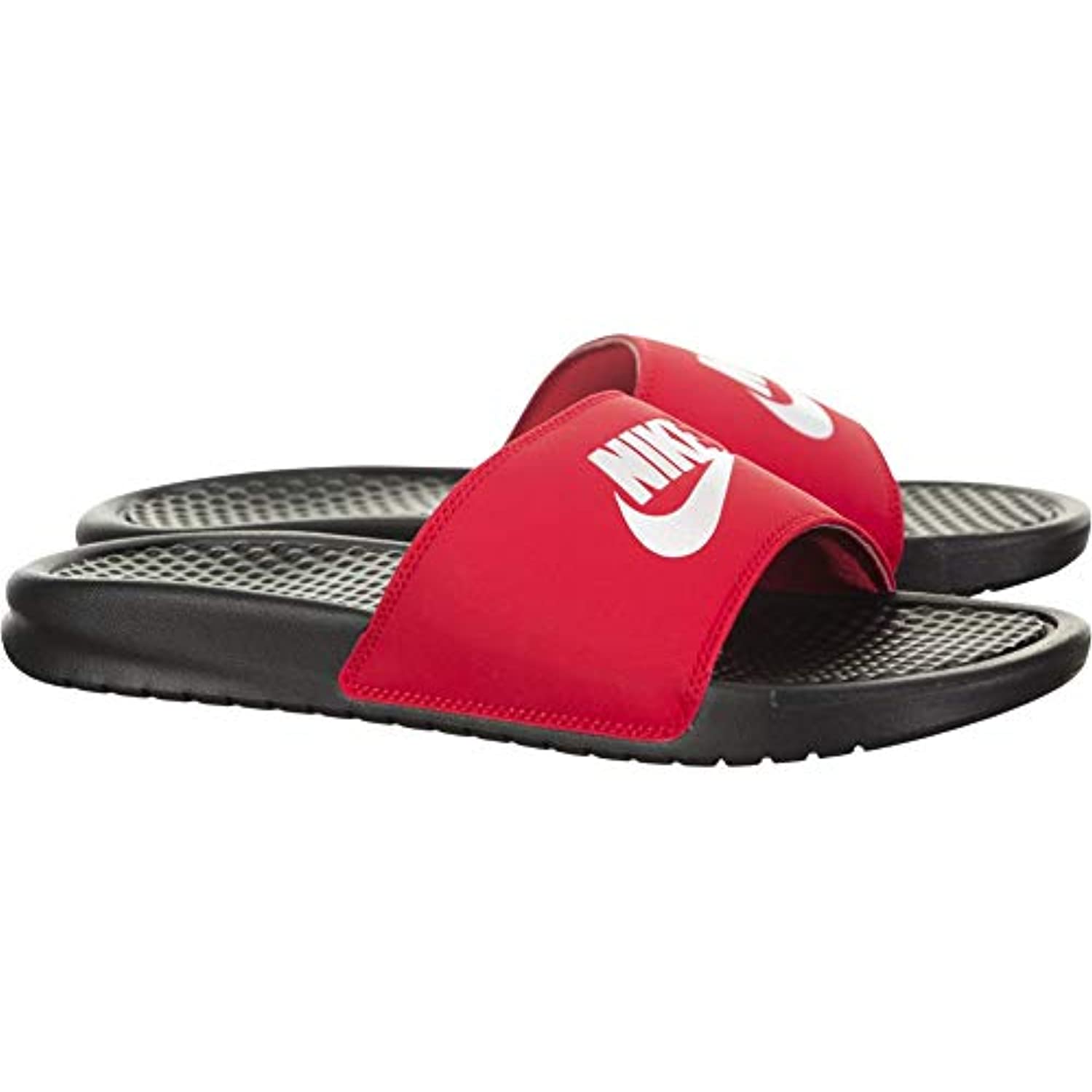 Nike Men's Benassi Just Do It Slide Sandal, Black/White-University Red, 12 Regular US - image 2 of 5