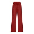 thumbnail image 2 of CLOISE Casual Pants for Women with Pockets Drawstring Elastic Waist Cotton Linen Solid Summer Pants, 2 of 5