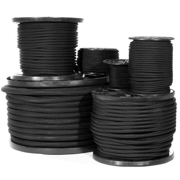 Shock Cord - Black Diamond Weave Elastic Bungee Cord - Features 100% Stretch, Shock Absorbent, & Strong Hold - Camping, Kayak Decks, Crafting, Gravity Chairs, & Tie-Downs - (1/4 Inch X 50 Feet)