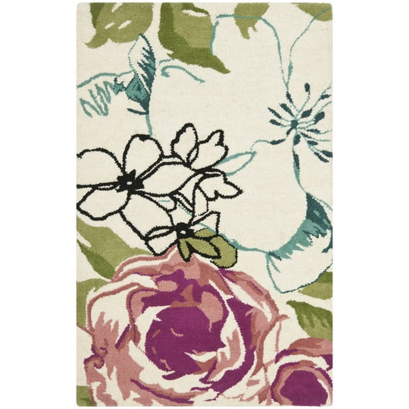 SAFAVIEH Wyndham Mira Floral Wool Area Rug, Ivory/Multi, 2'6" x 4'