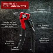 NEU MASTER Rivet Gun with 200Pcs Rivets, Manual Rivet Gun Kit with 4 Tool-Free Interchangeable Rivet Heads, BMC Case, Heavy Duty Single Hand Riveter for Plastic, Metal, Leather.