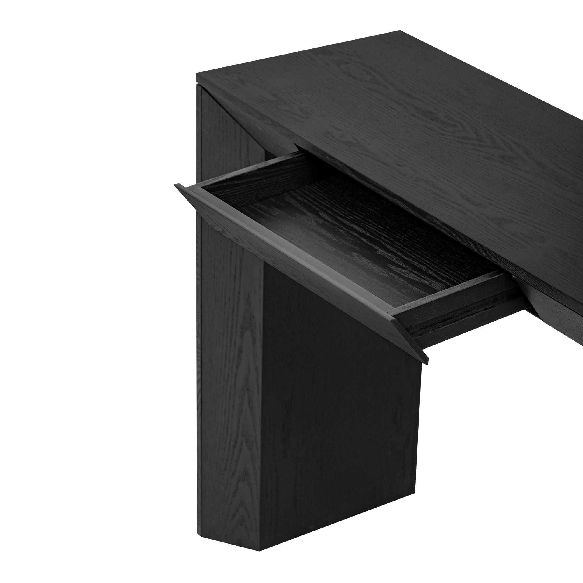 EUROCO 60" Modern Console Table with 2 Concealed Drawers, Entryway Table with Waterfall Design for Living Room, Entryway & Hallway,Black