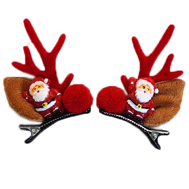 Horquilla de Navidad - Lindo accesorio para el cabello de la oreja de asta de reno Tocado Horquilla de fiesta de Navidad