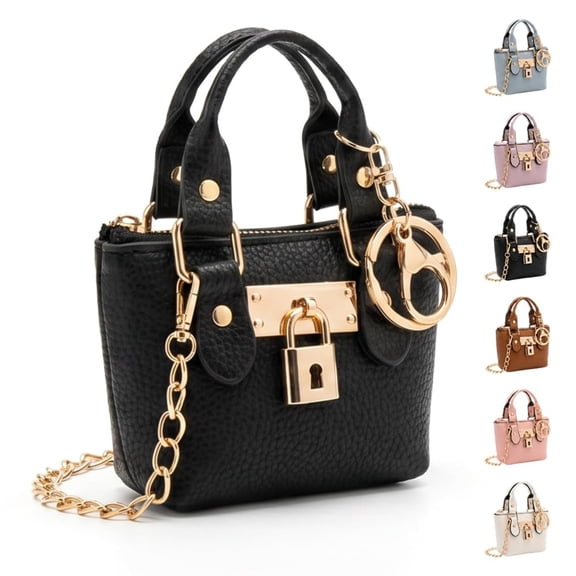 Mini Tote Purse Keychain, Cute Tote Bag Coin Purse, Mini Backpack Keychain Wallet PU Leather