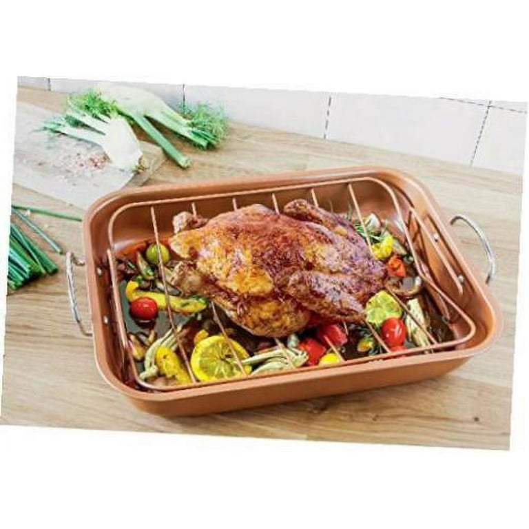 Choice 8.24 Qt. Aluminum Baking and Roasting Pan with Handles - 17 3/4 x  11 1/2 x 2 1/4