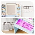 thumbnail image 6 of ICEELF Small Vanity Desk for Girls with Tempered Glass Top, Smart RGB Drawer, APP & Remote, 6000+ Colors, Music Sync, Timer, 3-Color LED Mirror, 5 Shelves, Blue, 6 of 10