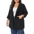 thumbnail image 4 of Agnes Orinda Women's Plus Size Blazer Notch Panel Button Casual Business Outfits Suit Jacket with Pocket 1X Black, 4 of 6