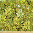 thumbnail image 2 of Ambesonne Floral Fabric by the Yard Microfiber, Yellow Toned Daisy Flowers, 3 Yards, Yellow Green and Khaki, 2 of 2