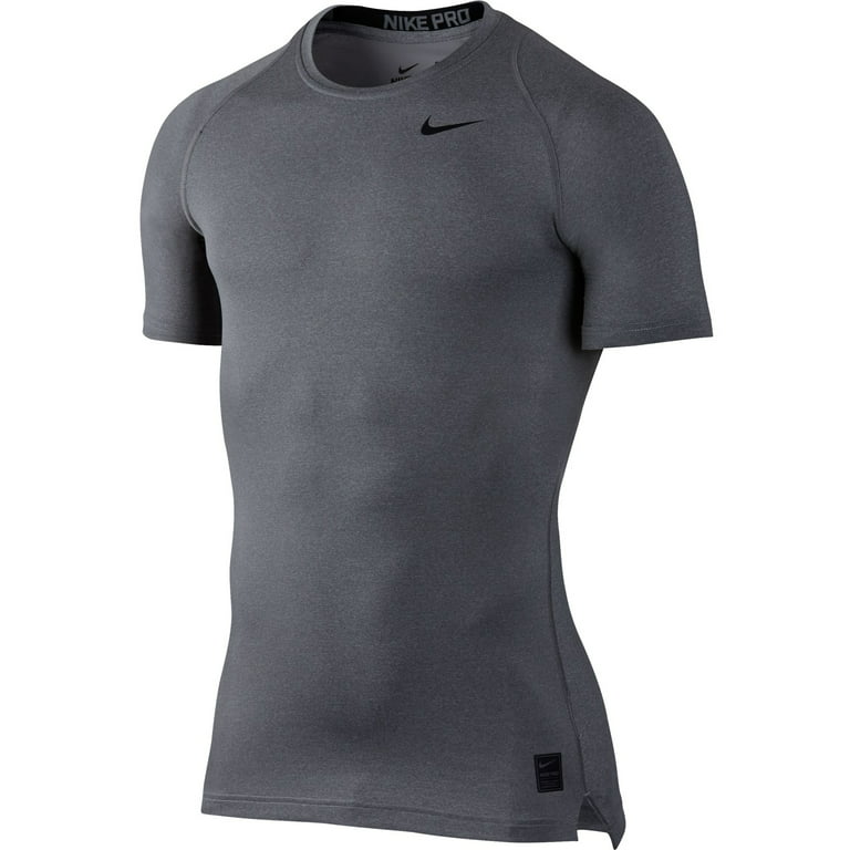 Nike Pro Shortsleeve Men's T-Shirt Carbon Heather/Black 703094-091 - Walmart.com