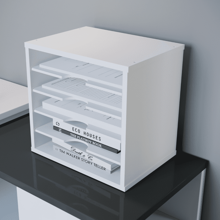 Ballucci 5-Tier Paper Organizer, File Holder, Mail Sorter, Wood Stackable  Letter Tray, White 