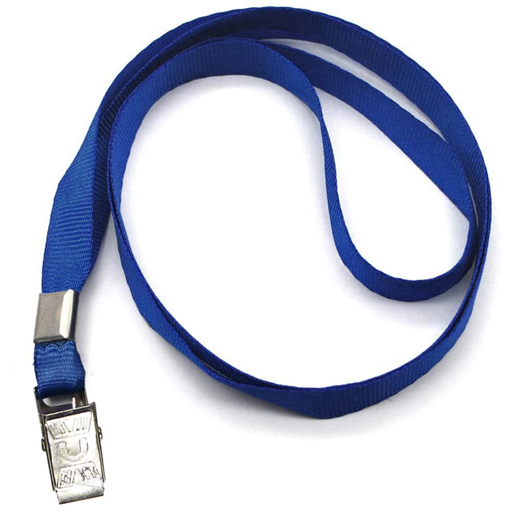 Lanyards 100 Pack Nylon Flat Badge Lanyard For Id Name Tag (navy Blue  100 Pack)