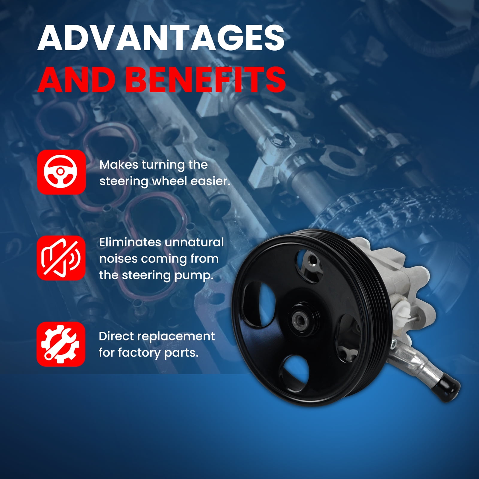 MOCA AUTOPARTS Power Steering Pump Fit for 2002-2011 Nissan X-Trail 2.5L & 2007-2013 Nissan Altima 2.5L