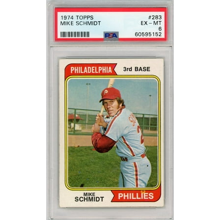Graded 1974 Topps Mike Schmidt #283 2nd Year Baseball Card PSA 6 EX-MT