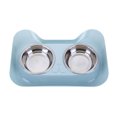 thumbnail image 1 of Miangastore Bol Double pour Animaux en Forme de Chat Bleu 1Pcs 12.2x8.5x1.6in Acier Inoxydable, 1 of 8
