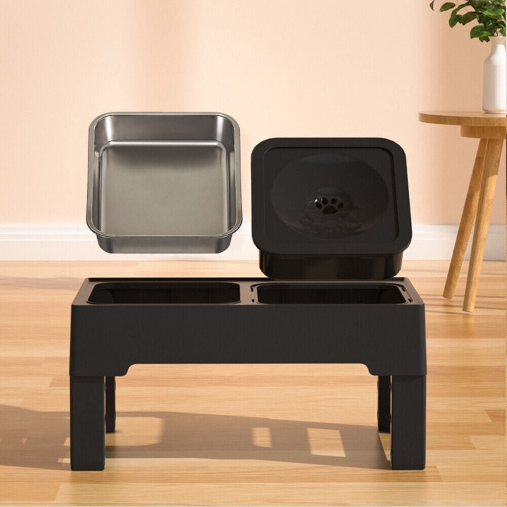 Didog Elevated Adjustable Double Bowl Dog Cat Food & Water Feeder Elevated Raised Stand Feeding