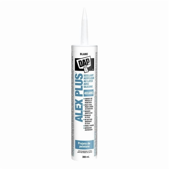 DAP Alex Plus Calfeutrant Tout Usage en Latex Acrylique Plus Silicone, 300 ml, Blanc