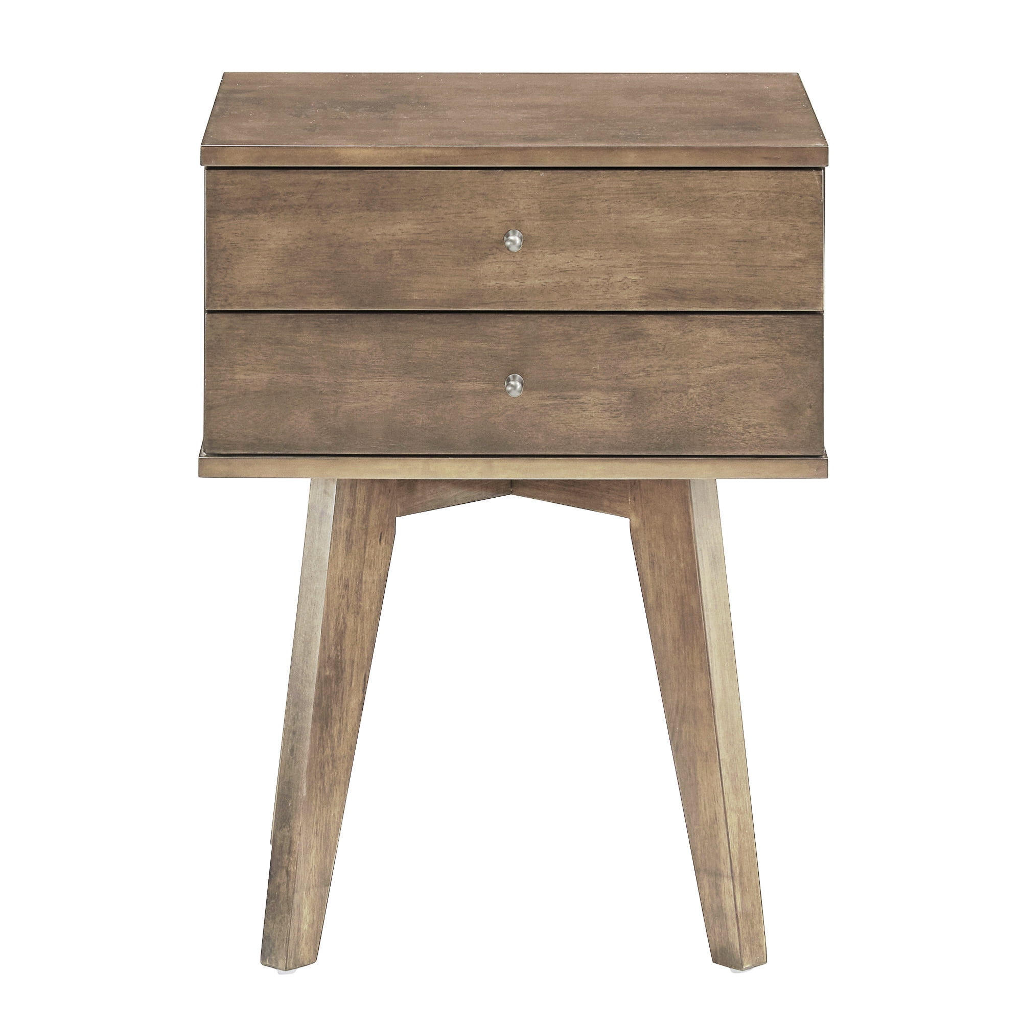 Weston Home Galton Rectangular 2-Drawer Wood Nightstand, Light Charcoal Grey Finish