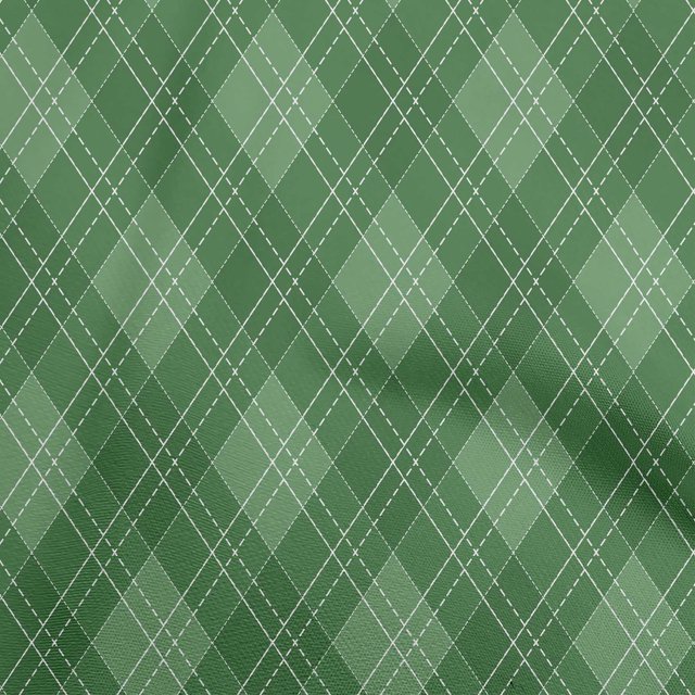 oneOone Cotton Poplin Green Fabric Check Sewing Craft Projects Fabric Prints By Yard 56 Inch Wide