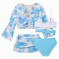 thumbnail image 3 of kpoplk 3 Piece Floral Bikini Set for Girls Bikini Top and Matching Ruffled Cover Up Skirt Size 4-12(Blue,13-14 Y), 3 of 8