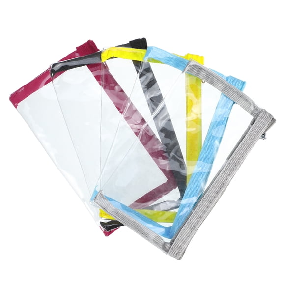 Unique Bargains 5pcs Clear Small Makeup Pouches for Purse 5Colors Transparent Case Clear Cosmetic Pouch for Women