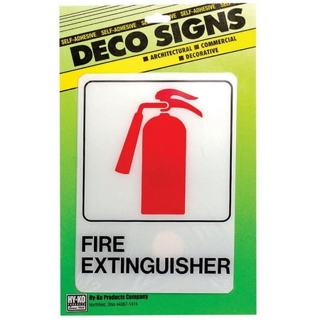 Hy-Ko D Deco Designer Graphic Sign, Fire Extinguisher, 5 in W x 7 in L per 5 CD