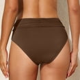 thumbnail image 3 of Women Mid Rise Bikini Bottoms Full Coverage Swimsuit Ruched Scrunch Swim Bottom Coffee XL, 3 of 4