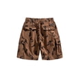 thumbnail image 2 of Yunliwuli Men Cargo Shorts, Elastic Waist Button Zipper Closure Letters Print Summer Shorts Streetwear with Pockets, 2 of 8
