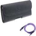 thumbnail image 1 of Leather Case Belt Clip w Purple 10ft USB Cable for Samsung Galaxy A53 5G,A33 5G Phones - Holster Cover Loops Pouch, Type-C Charger Cord Power Wire, 1 of 11