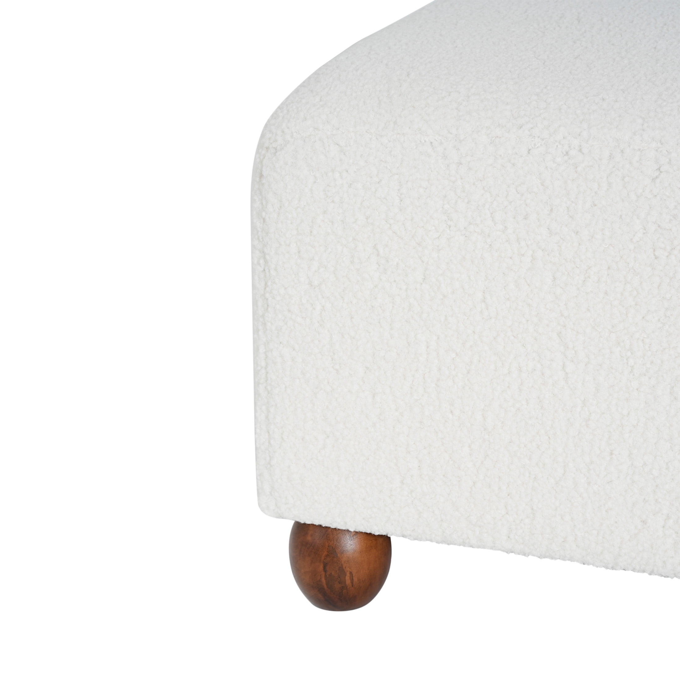 Christopher Knight Home 48" Modern Comfortable Ottoman Bench, Boucle Upholstery with Wooden Legs, White