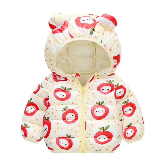 Kiijoy Girls Cartoon Padded Coat Bear Ears Hooded Jacket Outerwear, Sizes 12-18M