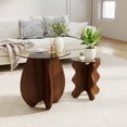 thumbnail image 6 of Permory MDF Frame Side Table with Brown Tempered Glass Top, Mortise and Tenon Joint Design, No Screw Easy Assembly, Sturdy End Table for Living Room, Bedroom, 6 of 11