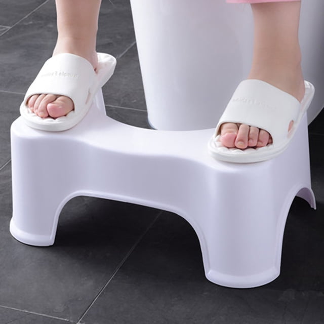 Taburete de baño ergonómico con escalón de 35°, universal, antideslizante, para niños mayores, mujeres embarazadas, color blanco