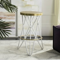 SAFAVIEH Lorna Mid-Century Retro Gold Leaf Counter Stool, White