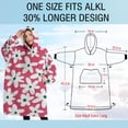 thumbnail image 4 of Oversized Wearable Blanket Hoodie,Red Daisy Flower Green Centers Pattern Sherpa Blanket Hoodie with Super Pockets,Super Warm Fuzzy Pullover for Women & Men, 4 of 6