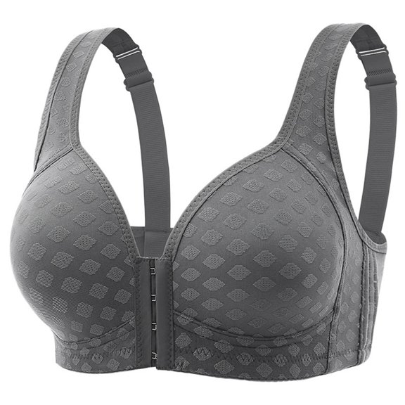 Gyexs Women's Front Closure Wrap Style Comfortable Thin Tank Top Bra for Large Size Support Seamless Bras for Women, Grey, Size 40