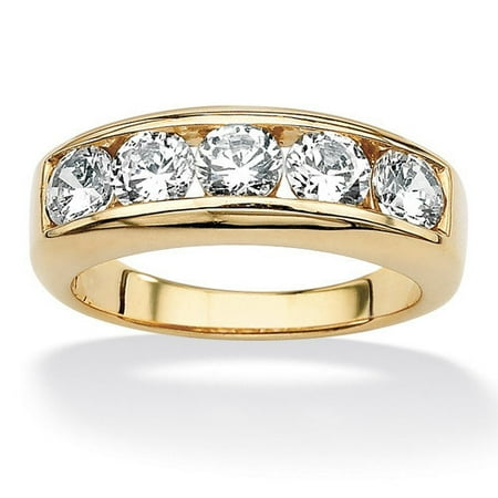 Palm Beach Jewelry Men's 18k Gold Over Silver Round Cut Cubic Zirconia Ring