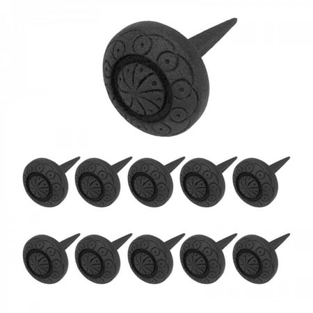 

Renovators Supply Black Wrought Iron Nails 3 x 2 L Round Clavos Floral Decorative Black Powder Coated Nails for Barn Gate Window Shutter or Doors Home Hardware Nails Pack of 10
