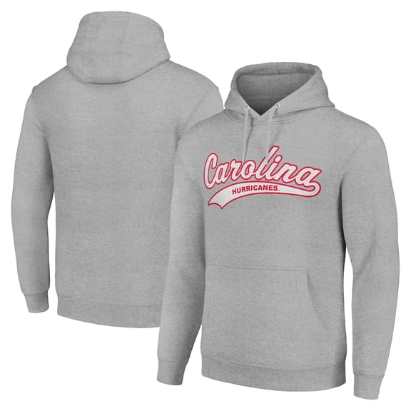 Men's Starter Heather Gray Carolina Hurricanes Tailsweep Fleece Tri-Blend Pullover Hoodie
