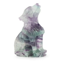 Artistone 2"Rainbow Fluorite Crystal Wolf Statue Carved Pocket Animal Carvings Sculpture Home Decor