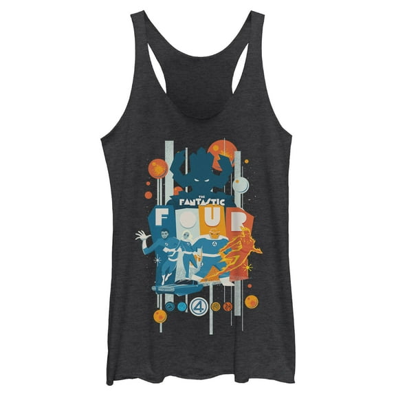 Womens The Fantastic Four: First Steps Retro Galactus vs First Family Racerback Tank