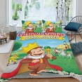 thumbnail image 2 of Jorge el Curioso Mono Conjunto de sábanas temático, trío de piezas, cómodo y amigable con la piel, diseño único, regalo de decoración para el hogar para familiares, amigos y fans,140cm *210cm, 2 of 6