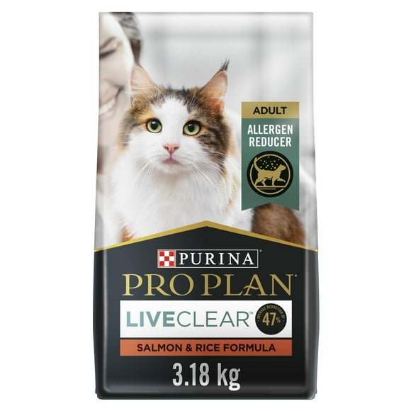 Purina Pro Plan LiveClear Formule Saumon et Riz, Nourriture Sèche pour Chats 3,18 kg