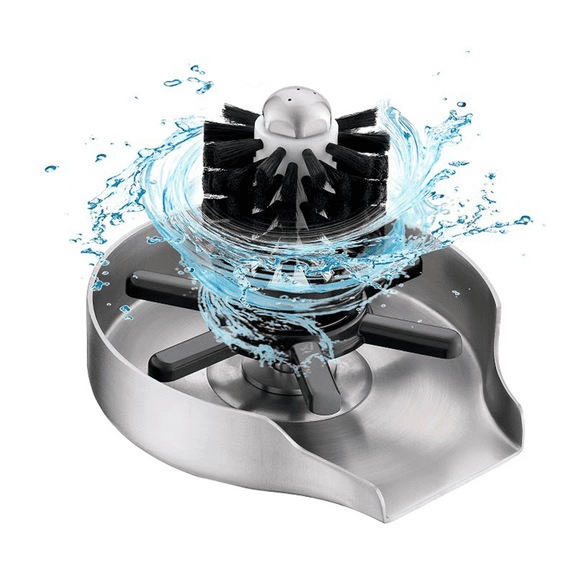 Metal Glass Rinser for Kitchen Sink 360° Rotary Cup Washer with Brush, Cleaner Bottle Bar B