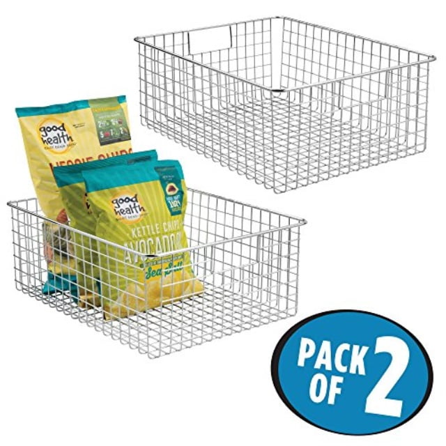 mDesign Wire Steel Large Food Storage Organizer Wire Bins Baskets for